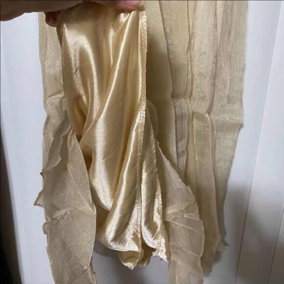 Gold Bestal Chiffon pleated midi skirt - Picture 5 of 6